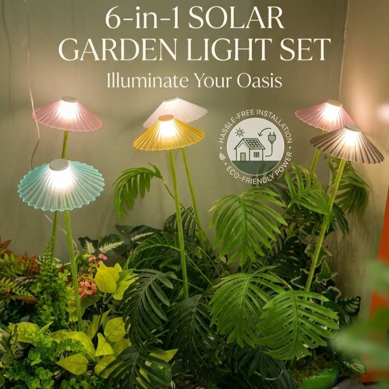 BUNDLE OF 6 SOLAR UMBRELLA GARDEN LIGHTS