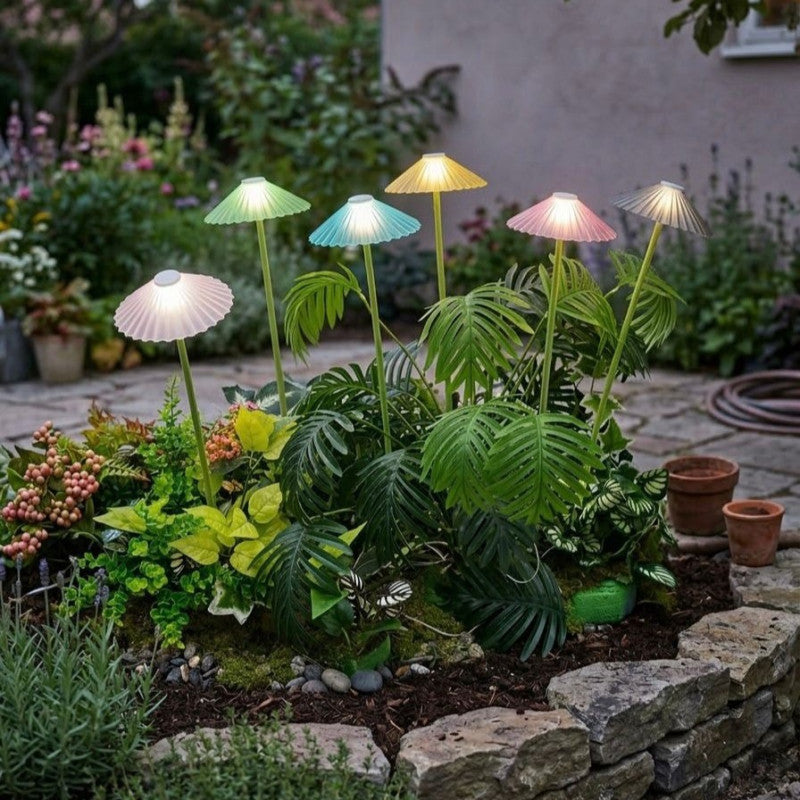 BUNDLE OF 6 SOLAR UMBRELLA GARDEN LIGHTS