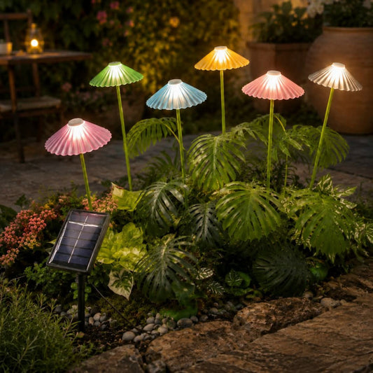 BUNDLE OF 6 SOLAR UMBRELLA GARDEN LIGHTS