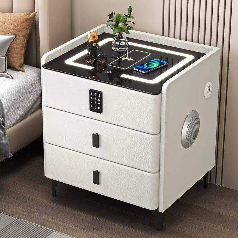 MULTIFUNCTION SIDE TABLE WITH WIRELESS CHARGING /SPEAKER AND FINGERPRINT LOCK