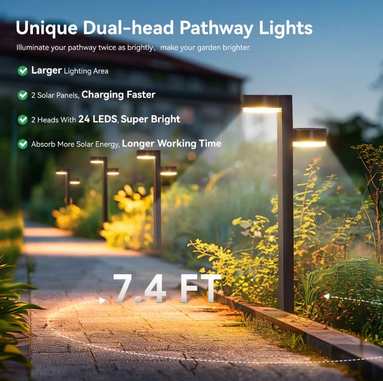 5W SOLAR TWIN HEAD BOLLARD LIGHT