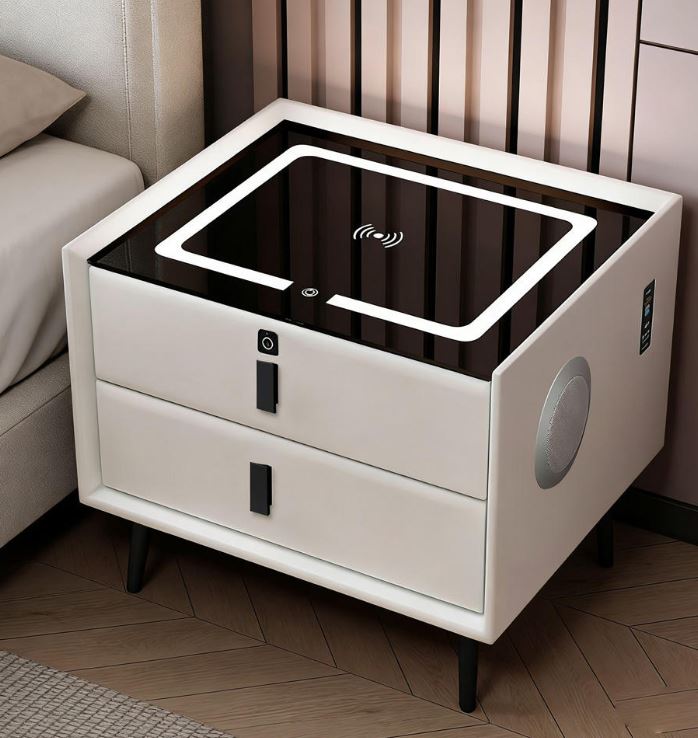 MULTIFUNCTION SIDE TABLE WITH WIRELESS CHARGING /SPEAKER AND FINGERPRINT LOCK