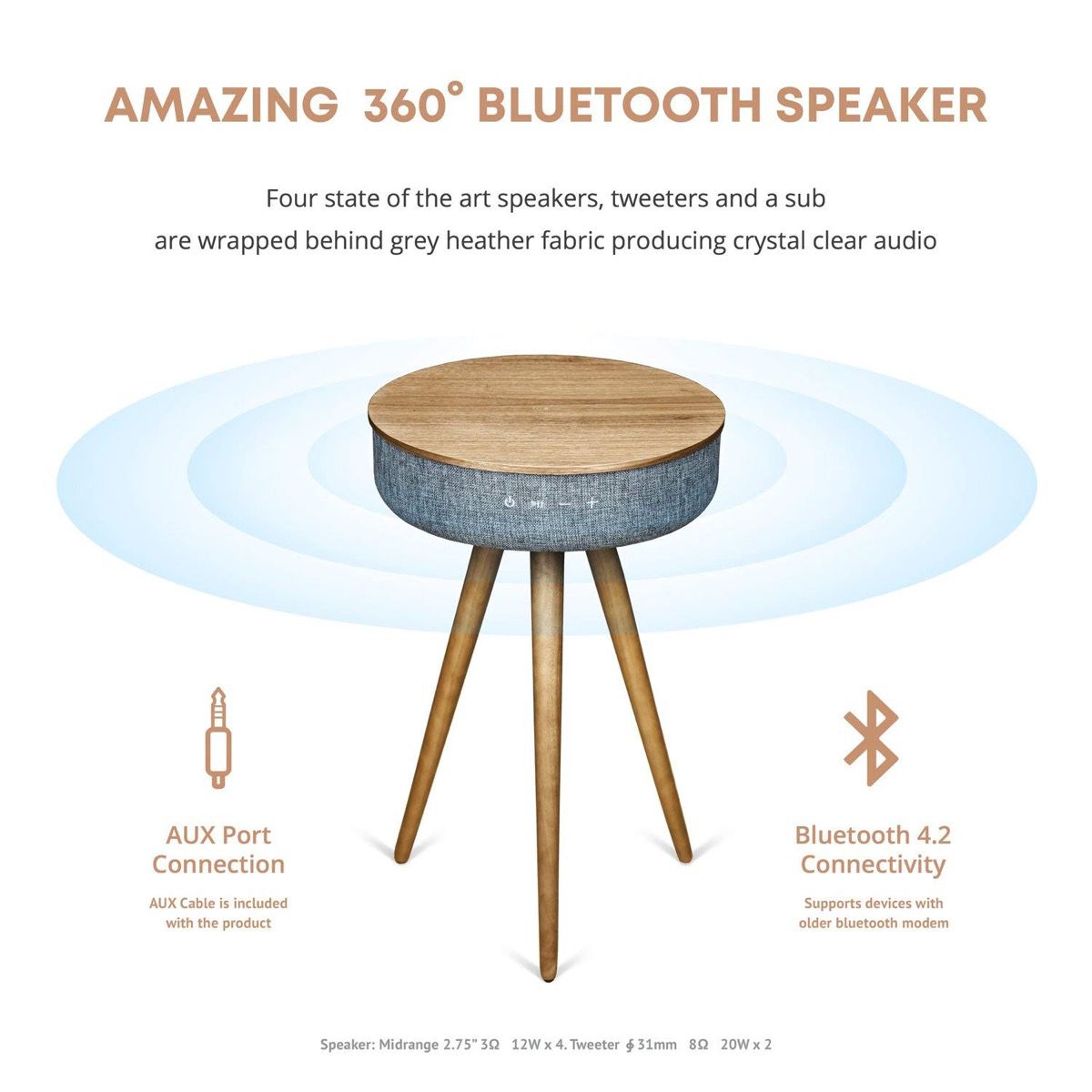 BLUETOOTH SPEAKER & WIRELESS CHARGING TABLE FL-WCT-13