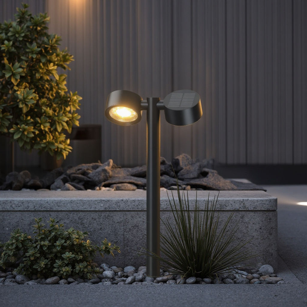 5W SOLAR TWIN HEAD ADJUSTABLE BOLLARD LIGHT