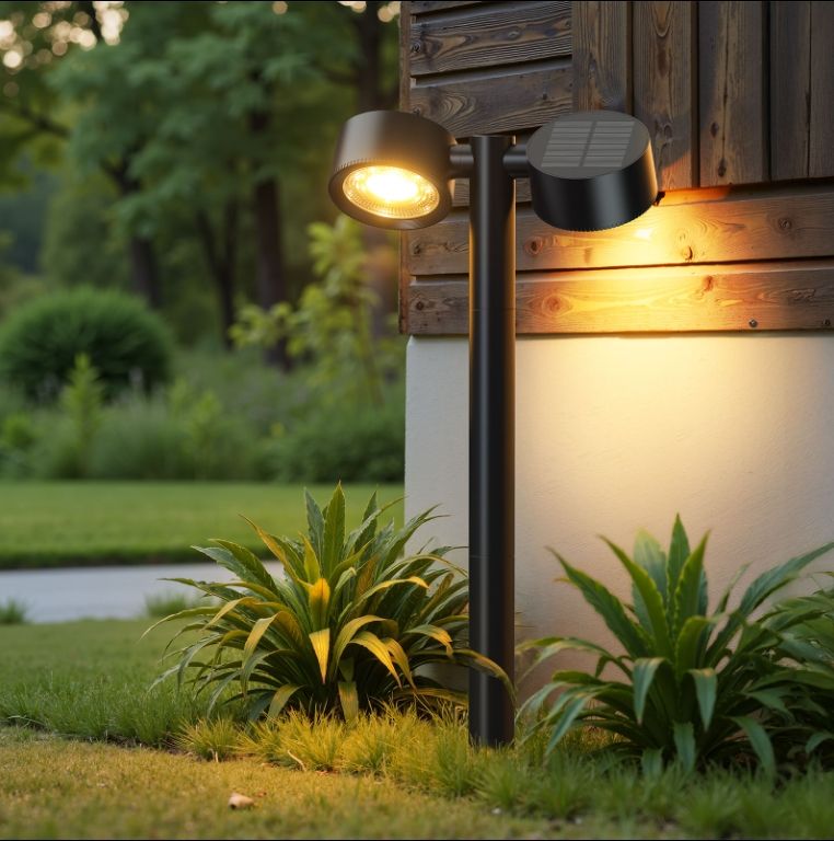 5W SOLAR TWIN HEAD ADJUSTABLE BOLLARD LIGHT