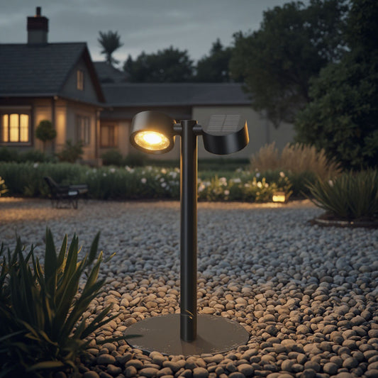 5W SOLAR TWIN HEAD ADJUSTABLE BOLLARD LIGHT